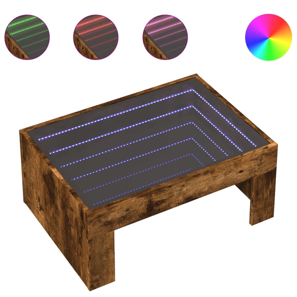 VidaXL Salontafel met Infinity LED 70x50x30 cm gerookt eikenkleurig