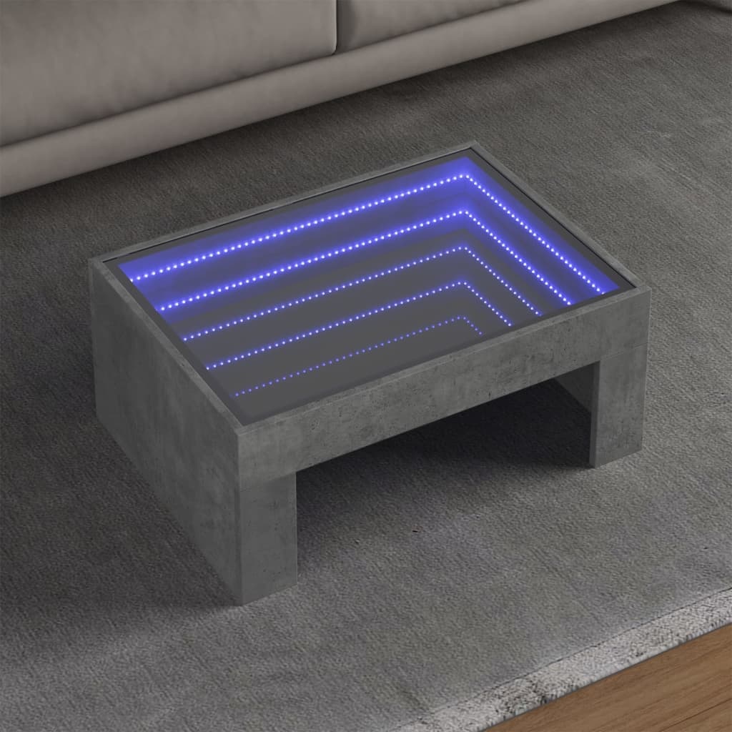 VidaXL Salontafel met Infinity LED 70x50x30 cm betongrijs