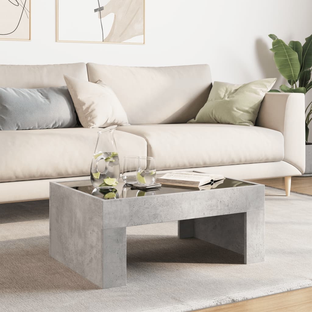 VidaXL Salontafel met Infinity LED 70x50x30 cm betongrijs