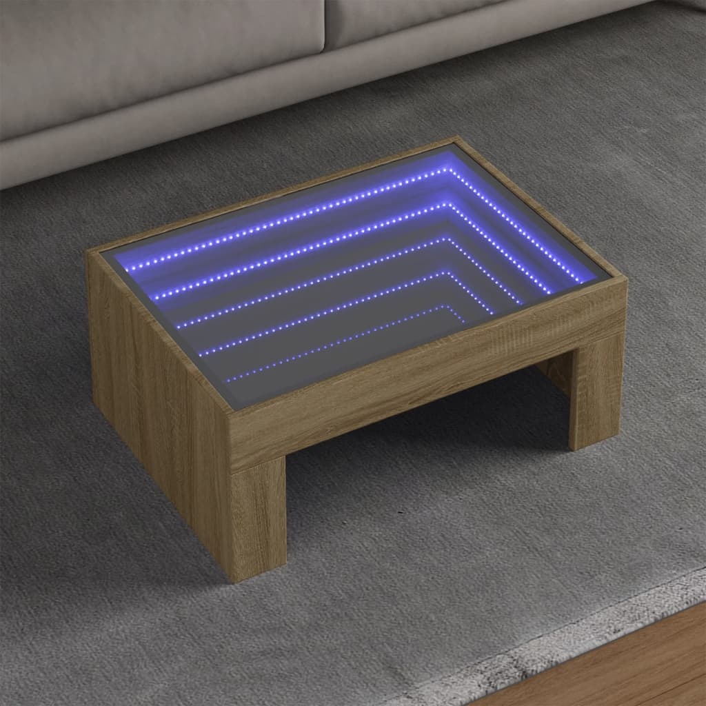 VidaXL Salontafel met Infinity LED 70x50x30 cm sonoma eikenkleurig