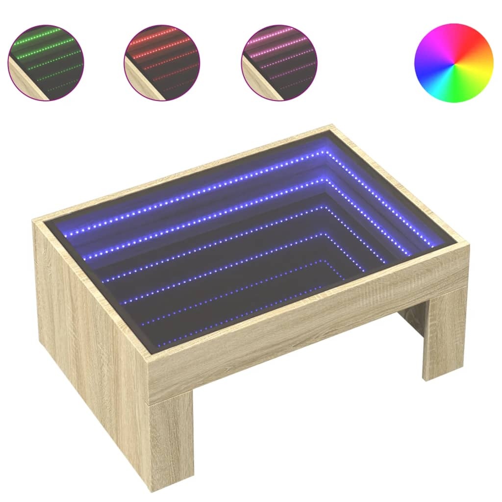 VidaXL Salontafel met Infinity LED 70x50x30 cm sonoma eikenkleurig