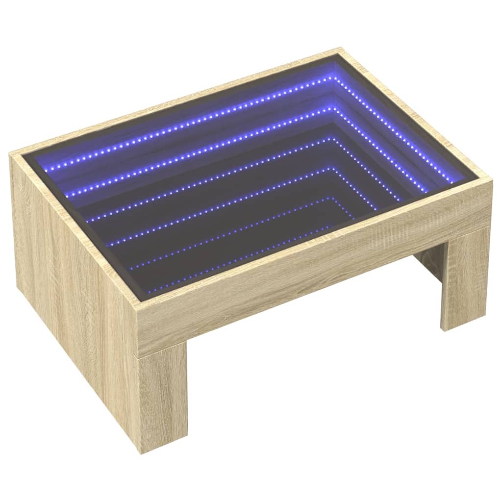 VidaXL Salontafel met Infinity LED 70x50x30 cm sonoma eikenkleurig