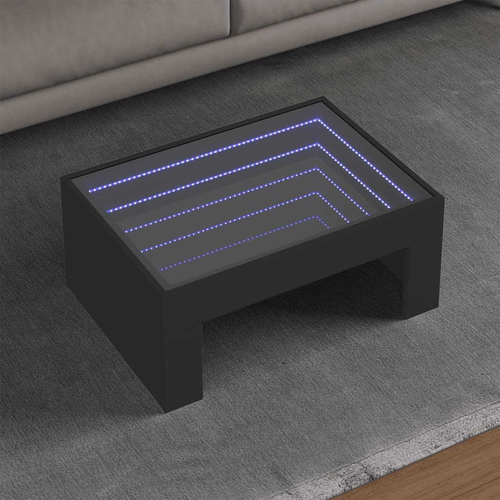 VidaXL Salontafel met Infinity LED 70x50x30 cm zwart