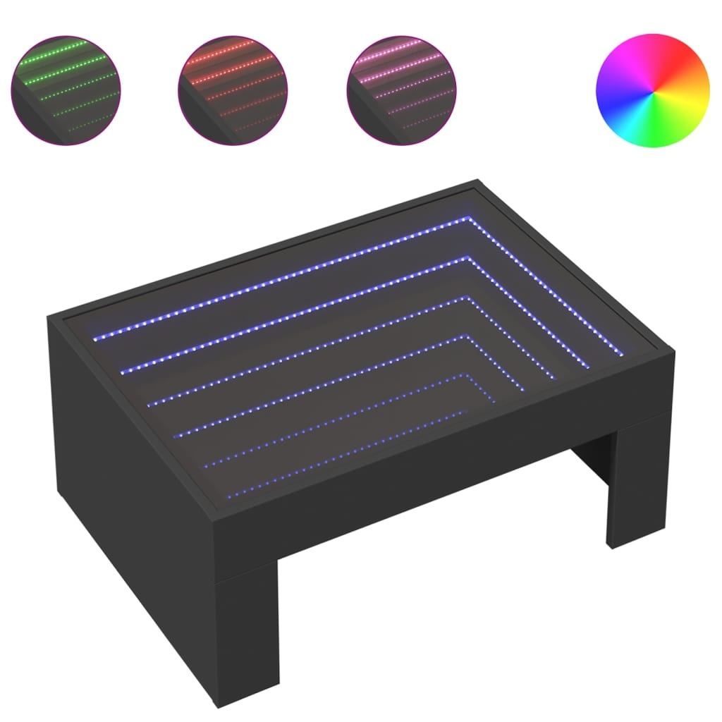 VidaXL Salontafel met Infinity LED 70x50x30 cm zwart
