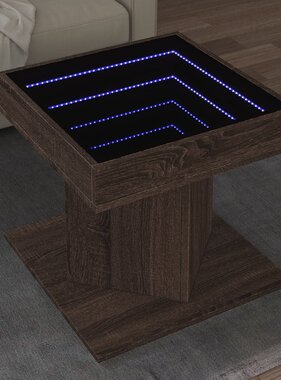VidaXL Salontafel met LED 50x50x45 cm bewerkt hout bruin eikenkleurig