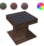 VidaXL Salontafel met LED 50x50x45 cm bewerkt hout bruin eikenkleurig