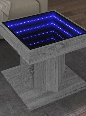VidaXL Salontafel met LED 50x50x45 cm bewerkt hout grijs sonoma eiken