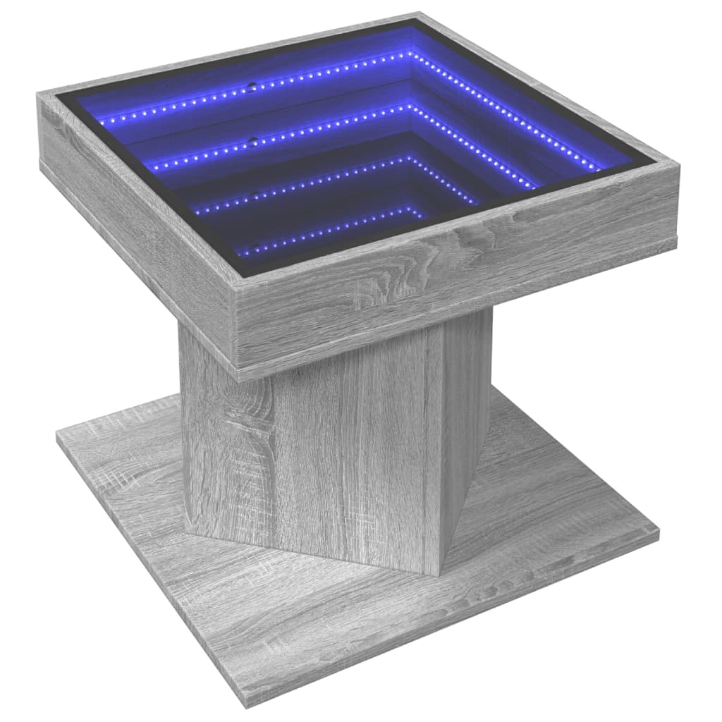 VidaXL Salontafel met LED 50x50x45 cm bewerkt hout grijs sonoma eiken