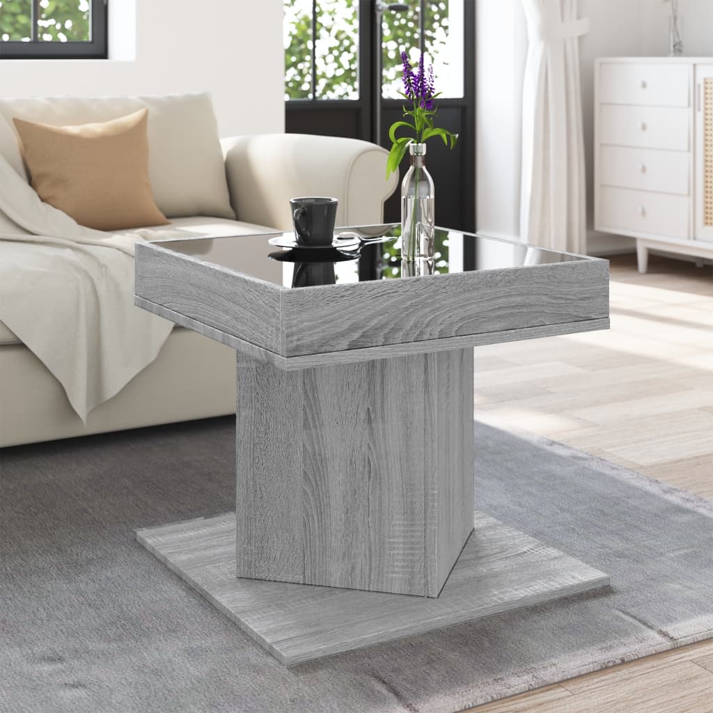 VidaXL Salontafel met LED 50x50x45 cm bewerkt hout grijs sonoma eiken