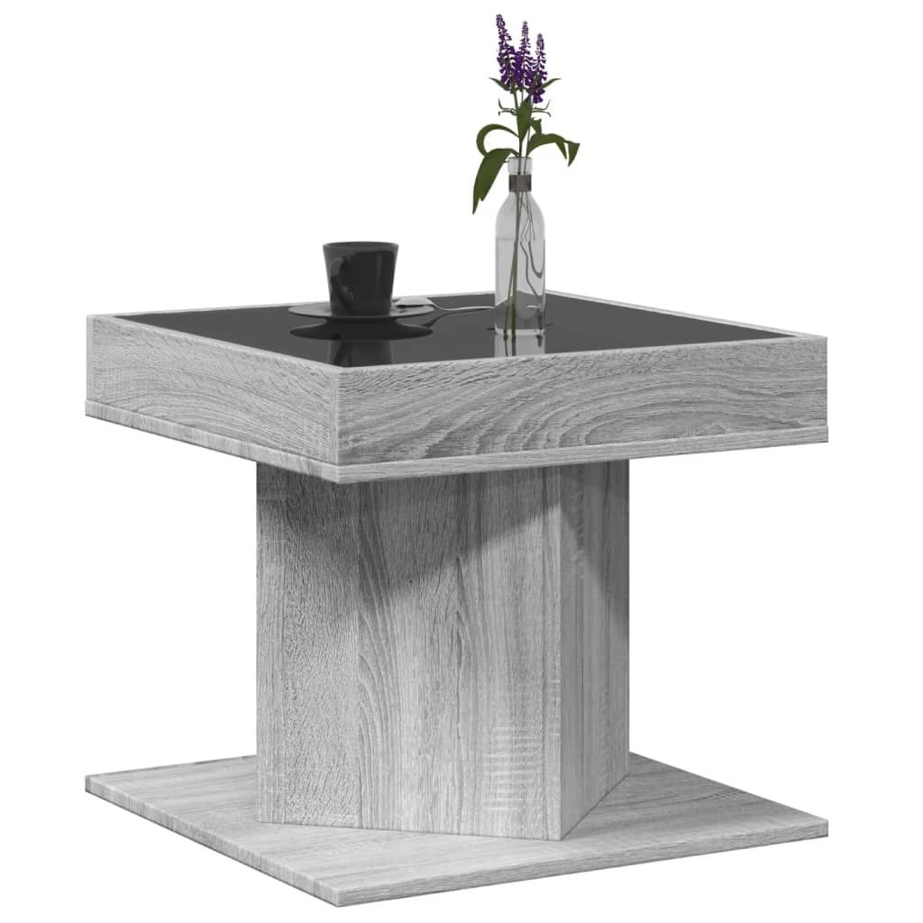 VidaXL Salontafel met LED 50x50x45 cm bewerkt hout grijs sonoma eiken