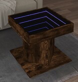 VidaXL Salontafel met LED 50x50x45 cm bewerkt hout gerookt eikenkleur