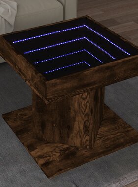 VidaXL Salontafel met LED 50x50x45 cm bewerkt hout gerookt eikenkleur