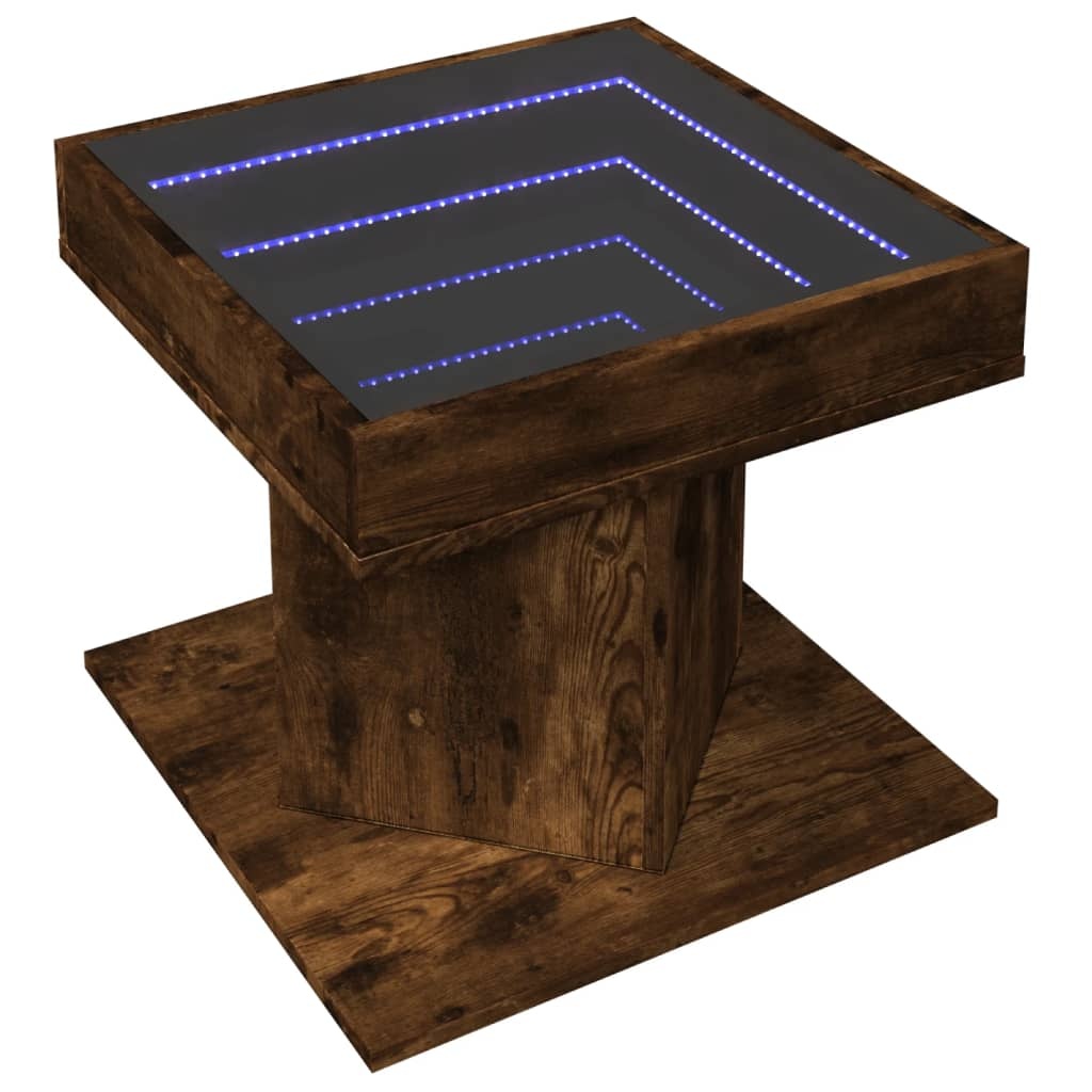 VidaXL Salontafel met LED 50x50x45 cm bewerkt hout gerookt eikenkleur