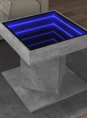 VidaXL Salontafel met LED 50x50x45 cm bewerkt hout betongrijs