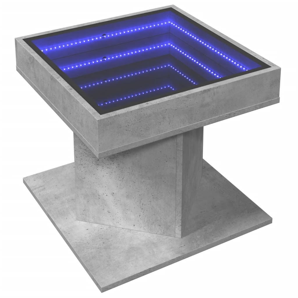 VidaXL Salontafel met LED 50x50x45 cm bewerkt hout betongrijs