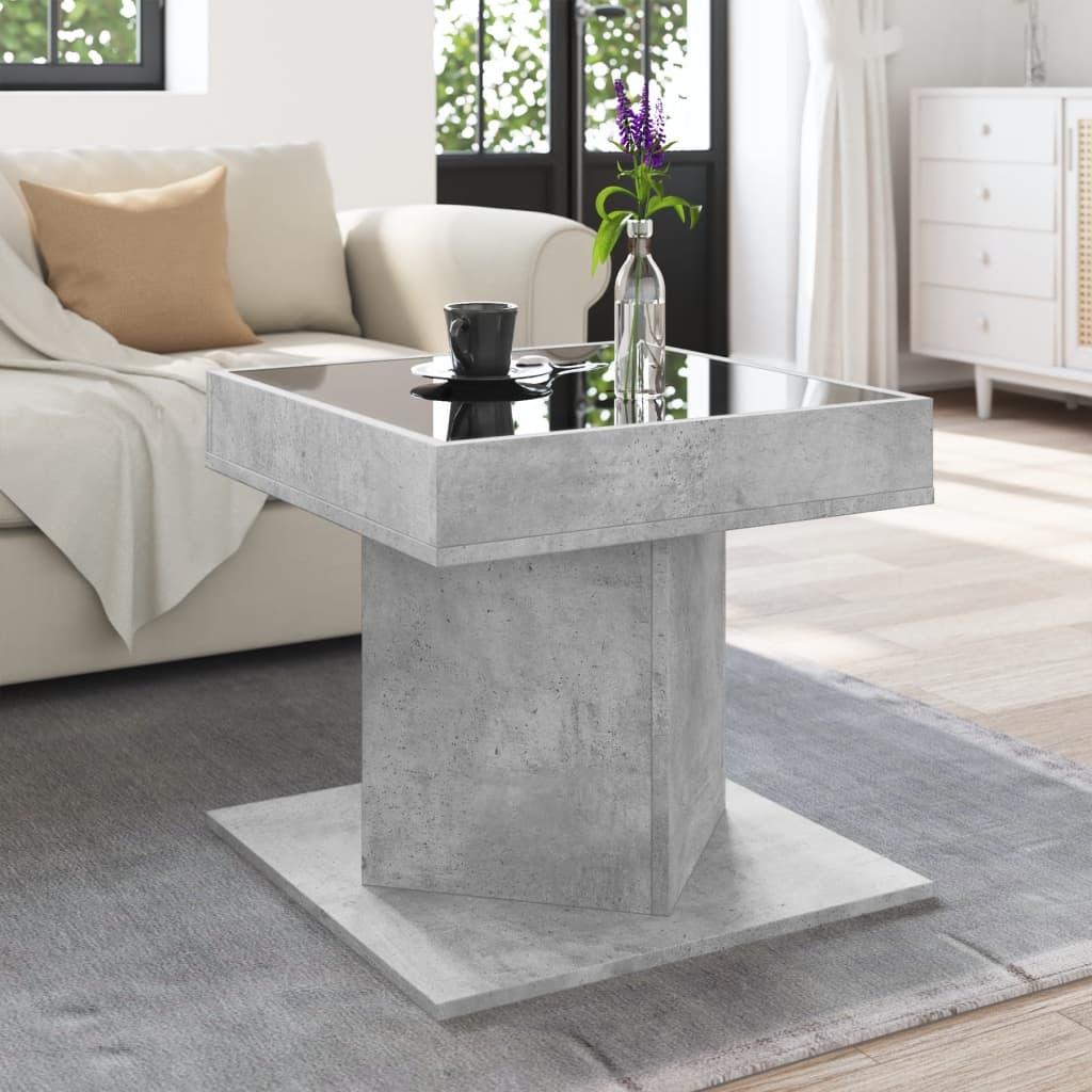 VidaXL Salontafel met LED 50x50x45 cm bewerkt hout betongrijs