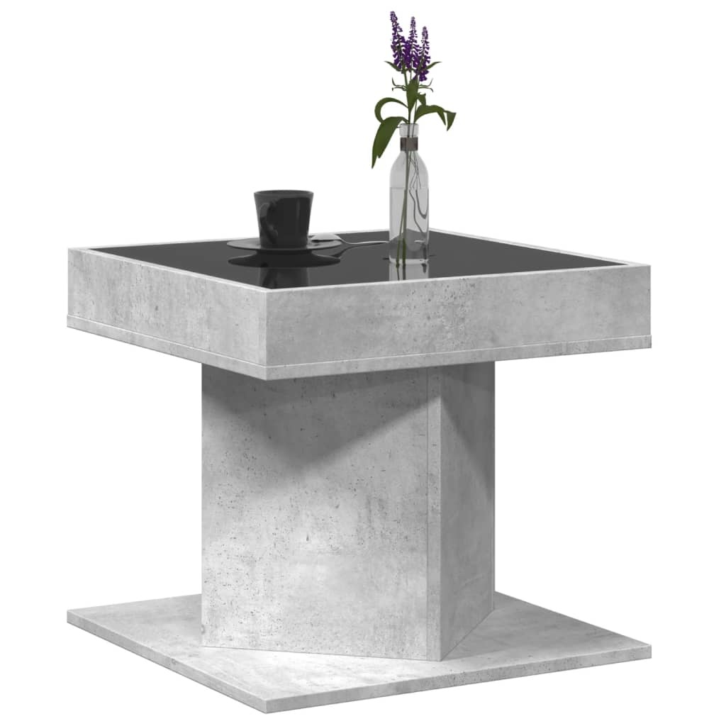 VidaXL Salontafel met LED 50x50x45 cm bewerkt hout betongrijs