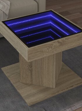 VidaXL Salontafel met LED 50x50x45 cm bewerkt hout sonoma eikenkleurig