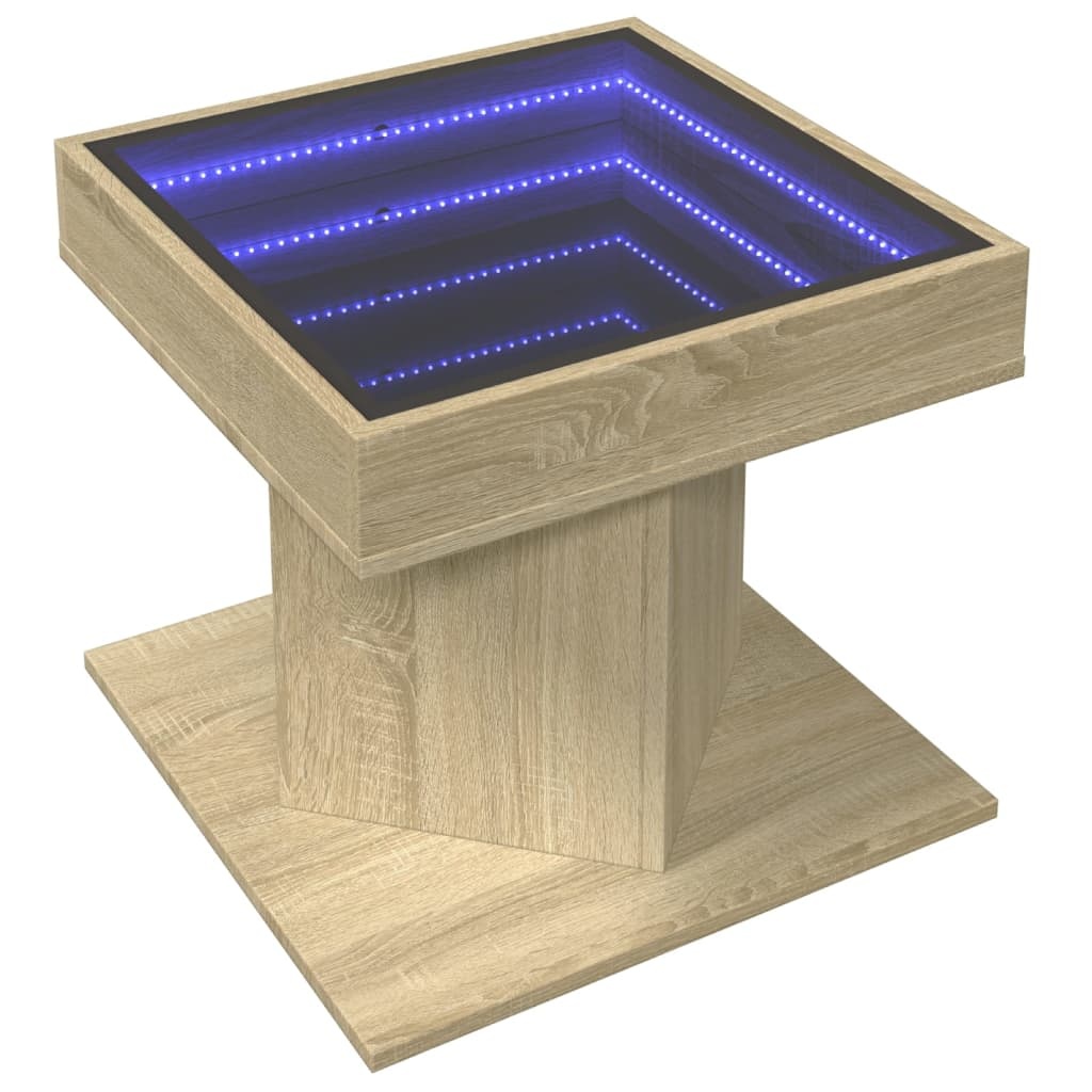 VidaXL Salontafel met LED 50x50x45 cm bewerkt hout sonoma eikenkleurig
