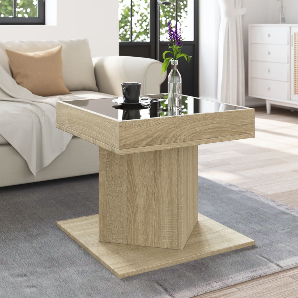 VidaXL Salontafel met LED 50x50x45 cm bewerkt hout sonoma eikenkleurig