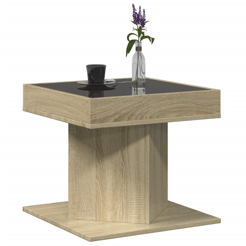 VidaXL Salontafel met LED 50x50x45 cm bewerkt hout sonoma eikenkleurig