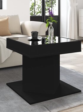 VidaXL Salontafel met LED 50x50x45 cm bewerkt hout zwart