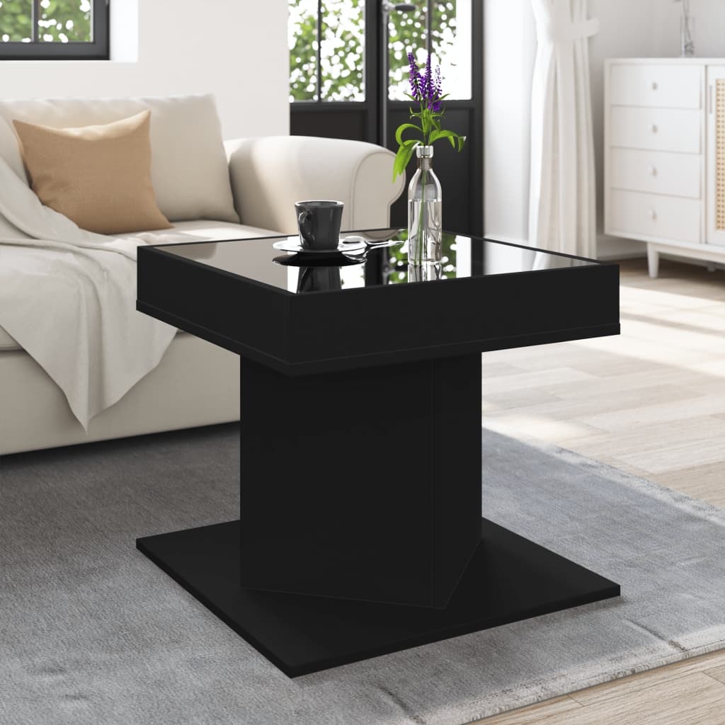 VidaXL Salontafel met LED 50x50x45 cm bewerkt hout zwart