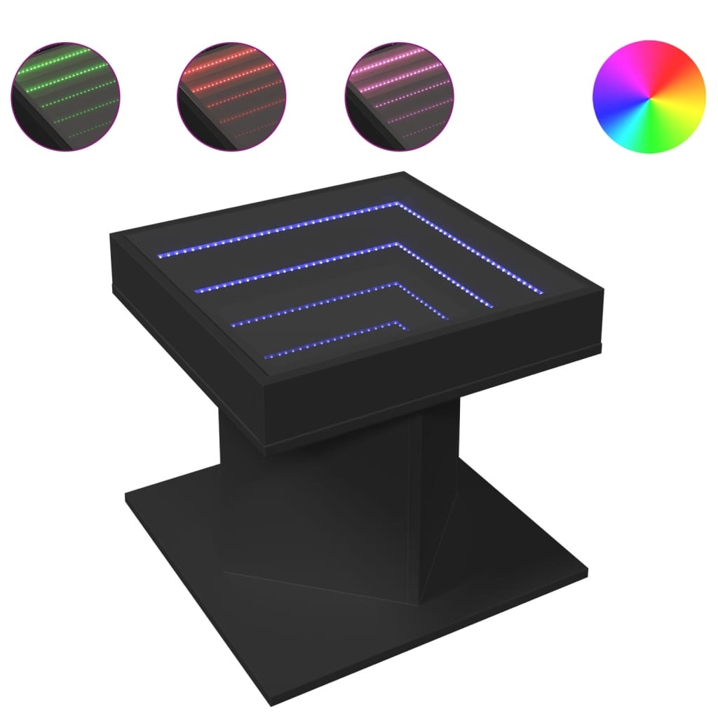 VidaXL Salontafel met LED 50x50x45 cm bewerkt hout zwart