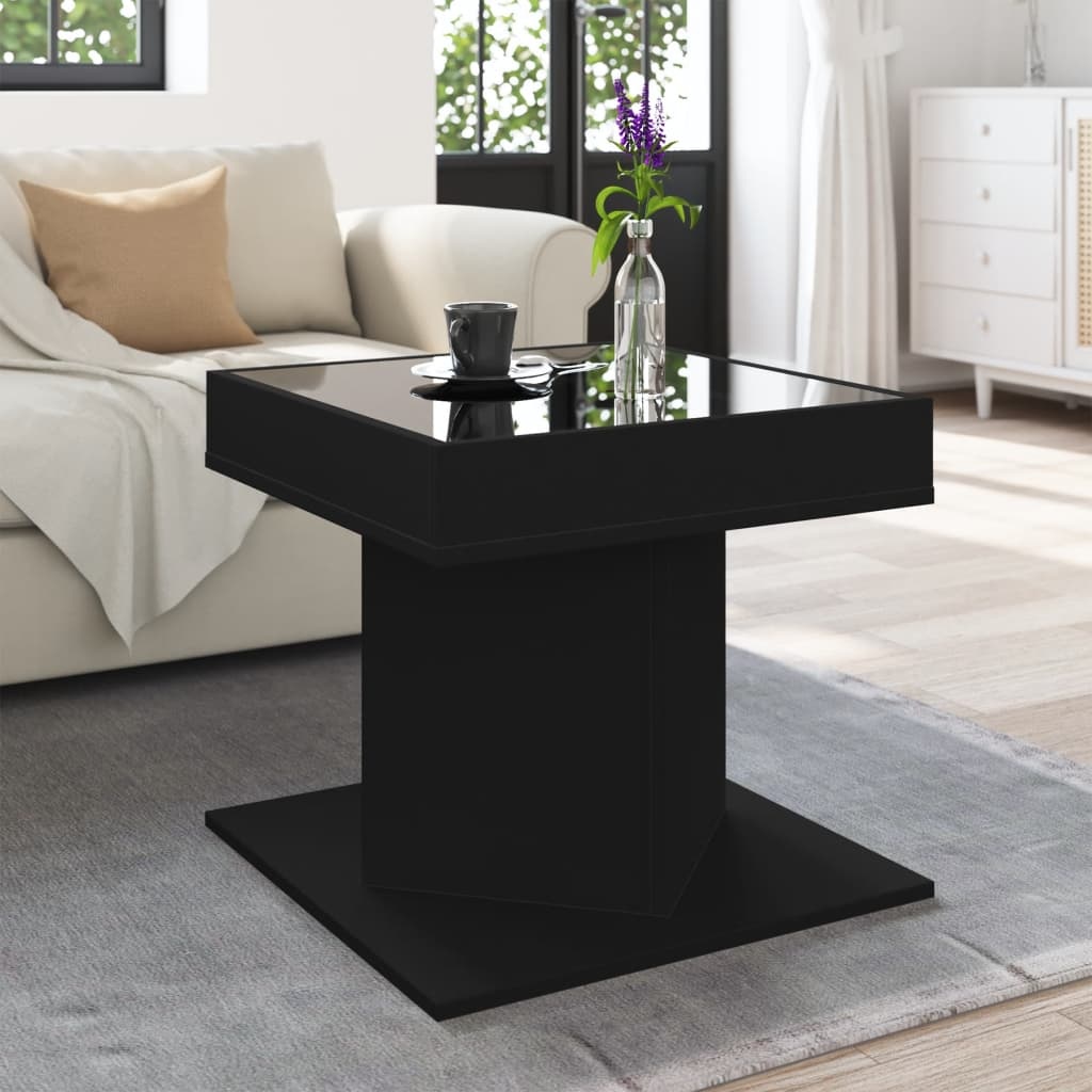 VidaXL Salontafel met LED 50x50x45 cm bewerkt hout zwart