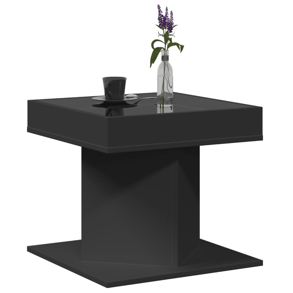 VidaXL Salontafel met LED 50x50x45 cm bewerkt hout zwart