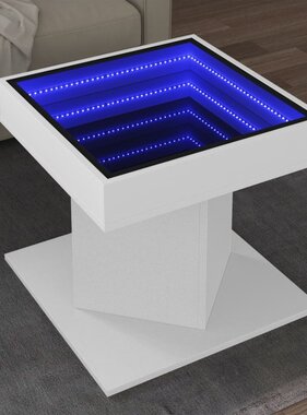 VidaXL Salontafel met LED 50x50x45 cm bewerkt hout wit