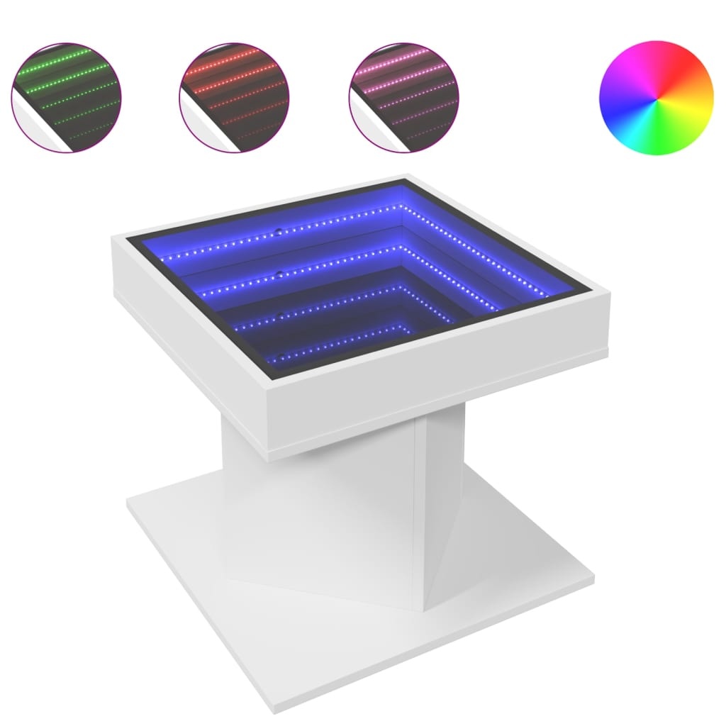 VidaXL Salontafel met LED 50x50x45 cm bewerkt hout wit