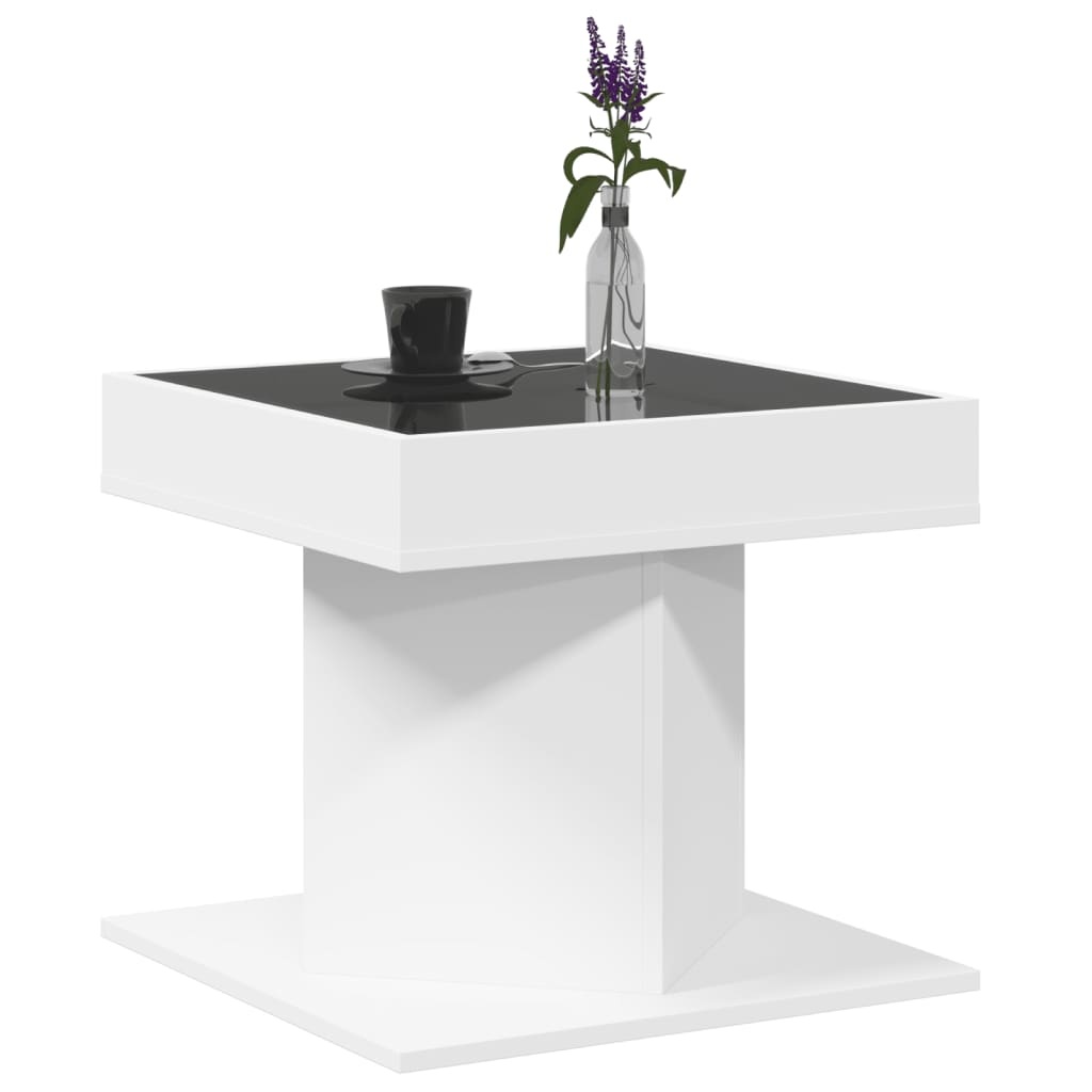 VidaXL Salontafel met LED 50x50x45 cm bewerkt hout wit
