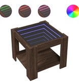 VidaXL Salontafel met LED 53x53x45 cm bewerkt hout bruin eikenkleurig