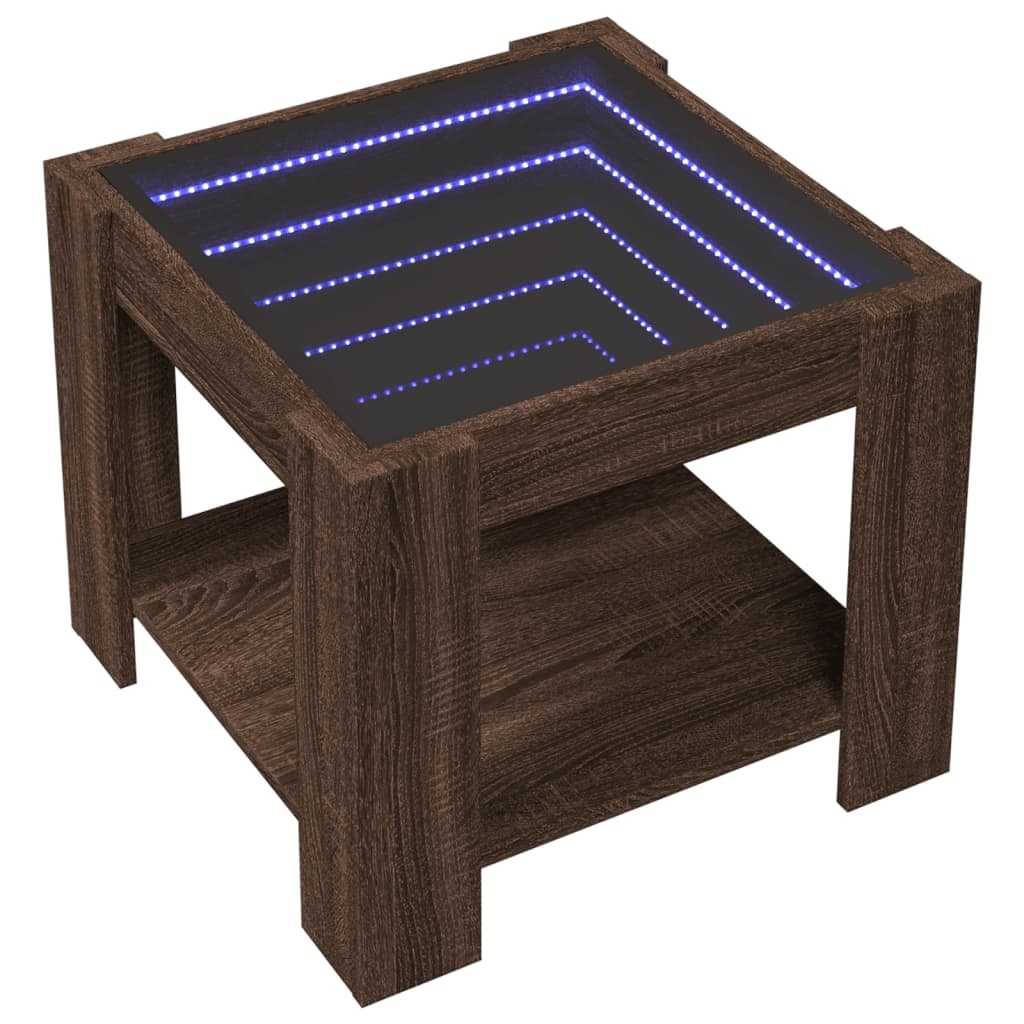 VidaXL Salontafel met LED 53x53x45 cm bewerkt hout bruin eikenkleurig