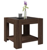 VidaXL Salontafel met LED 53x53x45 cm bewerkt hout bruin eikenkleurig
