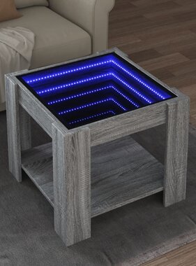 VidaXL Salontafel met LED 53x53x45 cm bewerkt hout grijs sonoma eiken