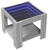VidaXL Salontafel met LED 53x53x45 cm bewerkt hout grijs sonoma eiken