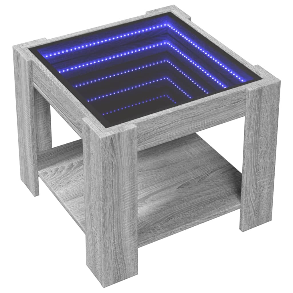 VidaXL Salontafel met LED 53x53x45 cm bewerkt hout grijs sonoma eiken