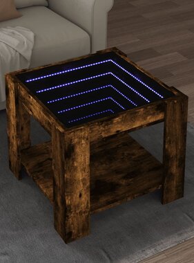 VidaXL Salontafel met LED 53x53x45 cm bewerkt hout gerookt eikenkleur