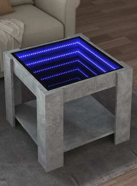 VidaXL Salontafel met LED 53x53x45 cm bewerkt hout betongrijs