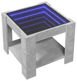 VidaXL Salontafel met LED 53x53x45 cm bewerkt hout betongrijs