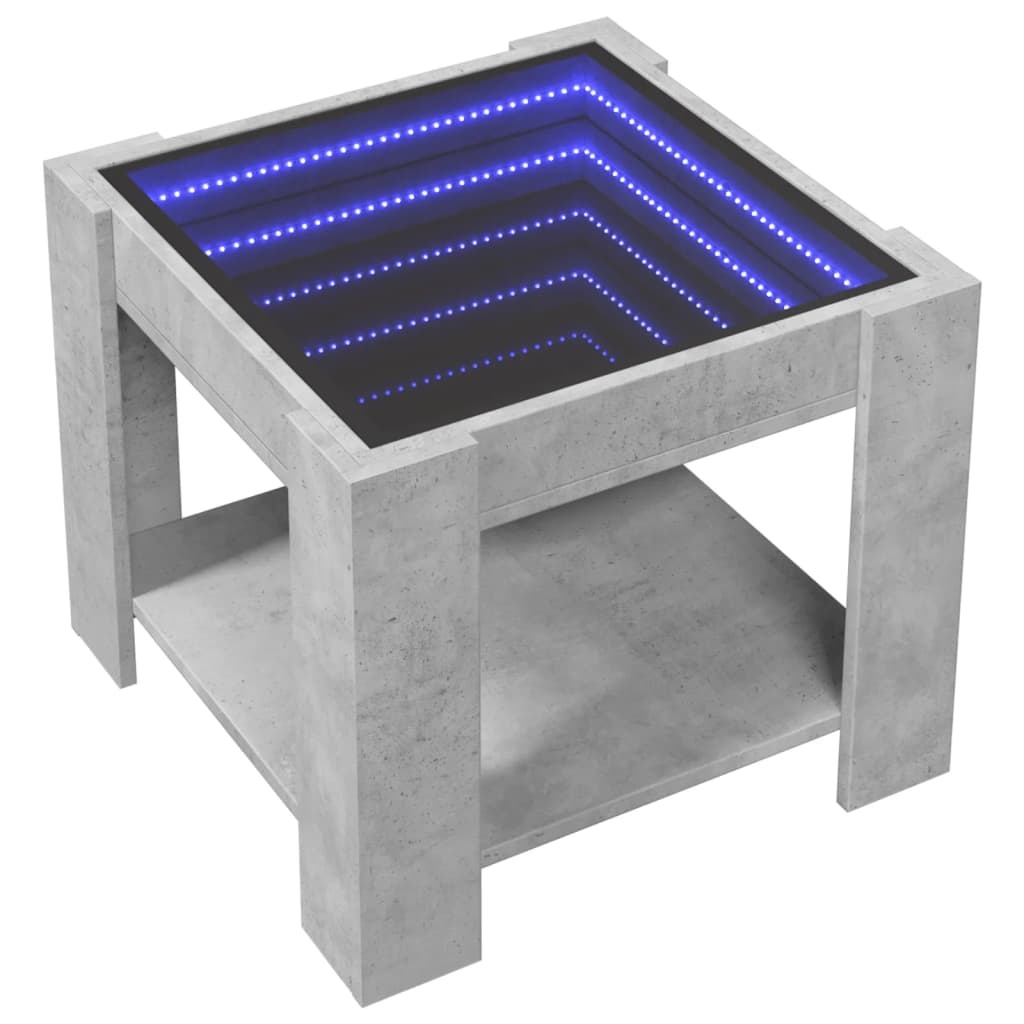 VidaXL Salontafel met LED 53x53x45 cm bewerkt hout betongrijs