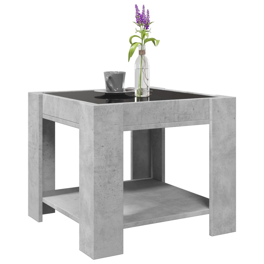 VidaXL Salontafel met LED 53x53x45 cm bewerkt hout betongrijs