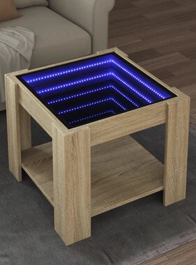 VidaXL Salontafel met LED 53x53x45 cm bewerkt hout sonoma eikenkleurig
