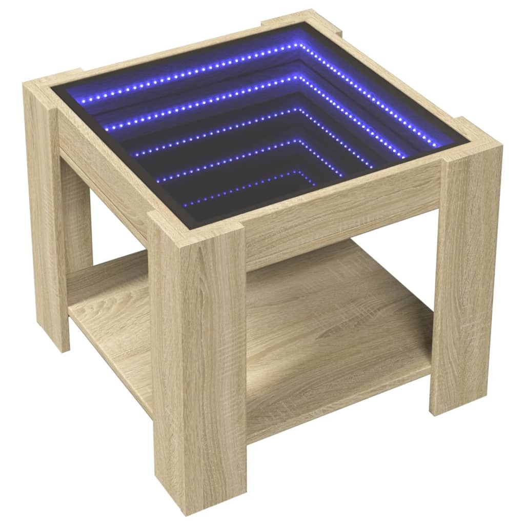 VidaXL Salontafel met LED 53x53x45 cm bewerkt hout sonoma eikenkleurig