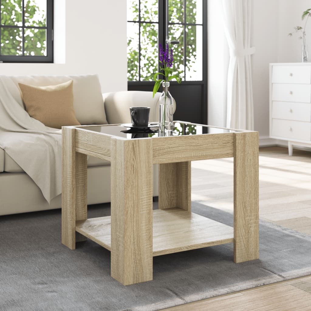 VidaXL Salontafel met LED 53x53x45 cm bewerkt hout sonoma eikenkleurig