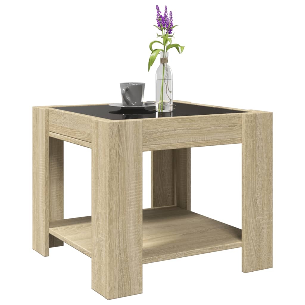 VidaXL Salontafel met LED 53x53x45 cm bewerkt hout sonoma eikenkleurig