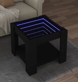 VidaXL Salontafel met LED 53x53x45 cm bewerkt hout zwart