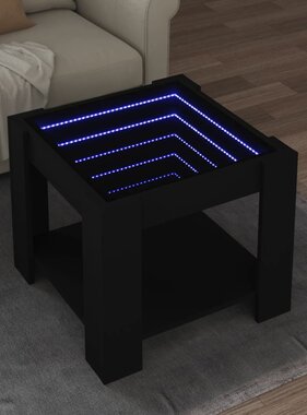 VidaXL Salontafel met LED 53x53x45 cm bewerkt hout zwart